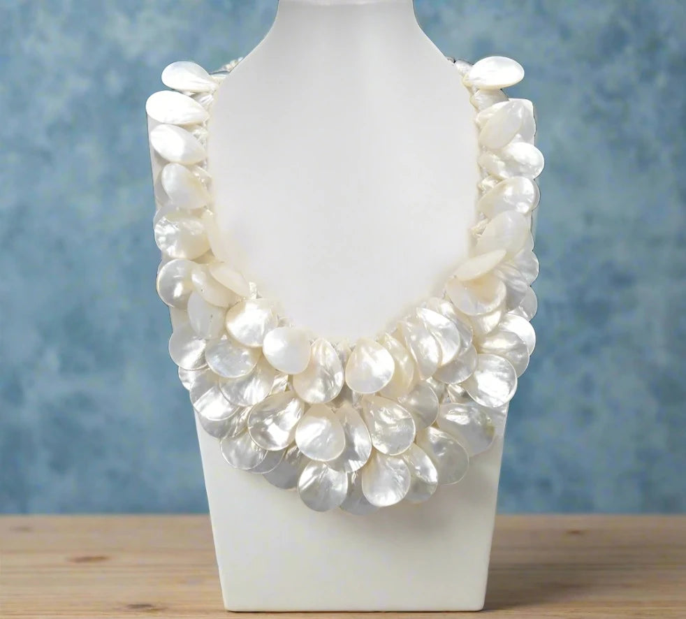 Triple Strand White Shell Necklace