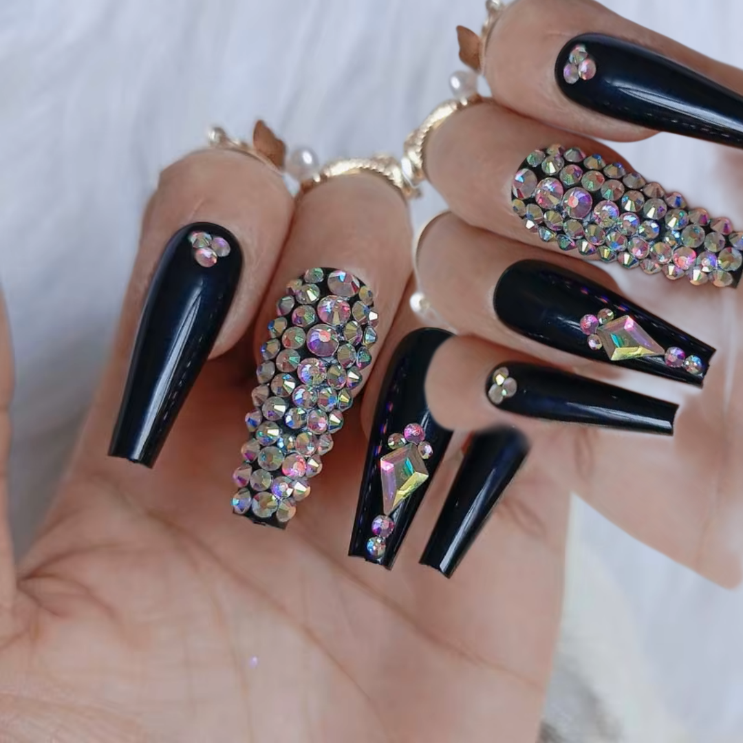 Luxe Noir Acrylic Coffin Nail Set