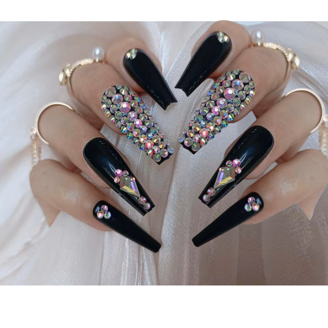 Luxe Noir Acrylic Coffin Nail Set