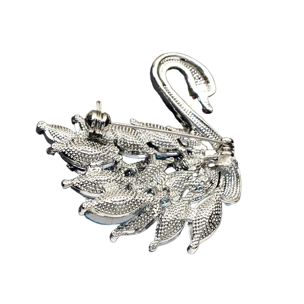 Majestic Crystal Swan Brooch