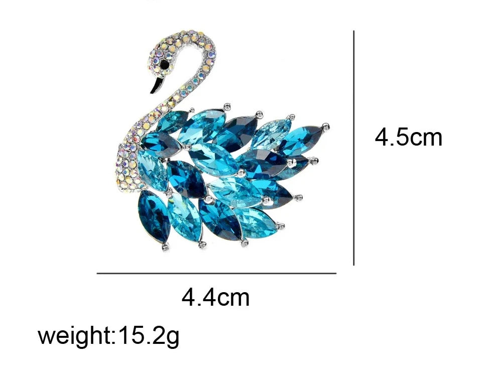 Majestic Crystal Swan Brooch