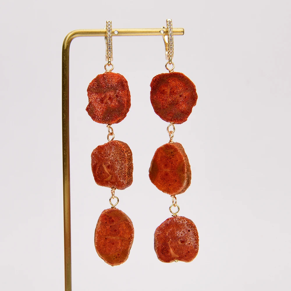 Coral Charm Bohemian Drop Earrings