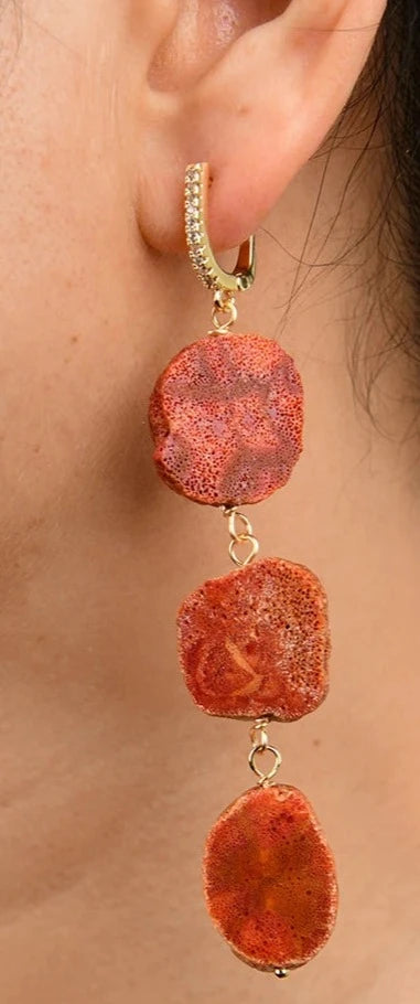 Coral Charm Bohemian Drop Earrings