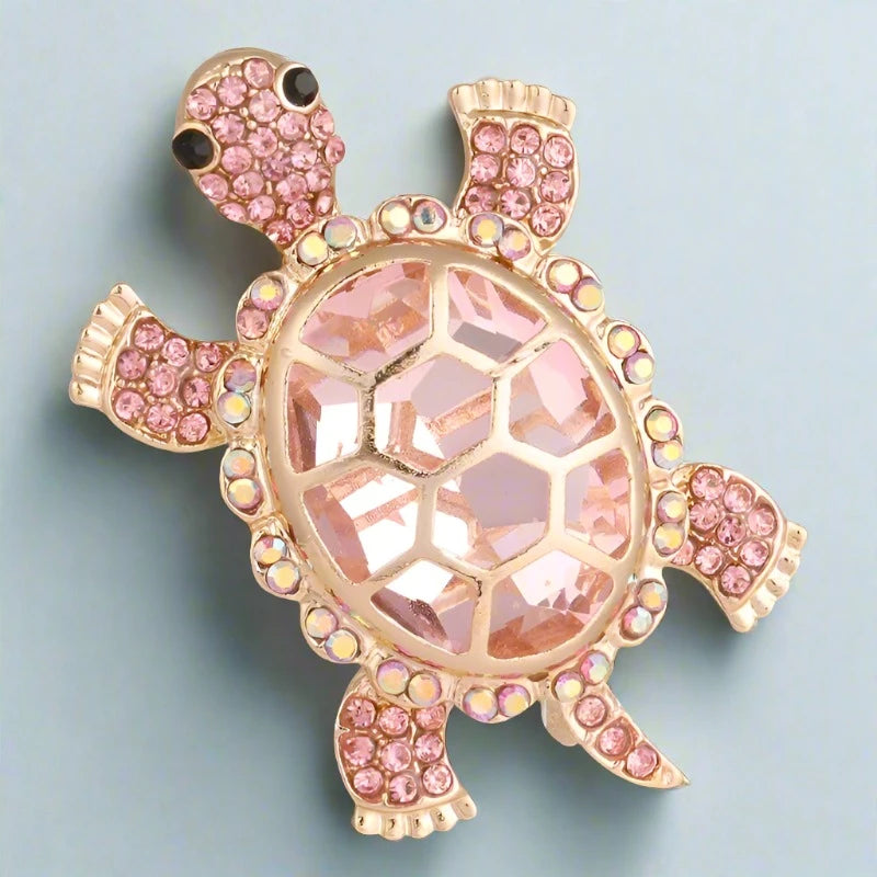 Sea Turtle Crystal Brooch