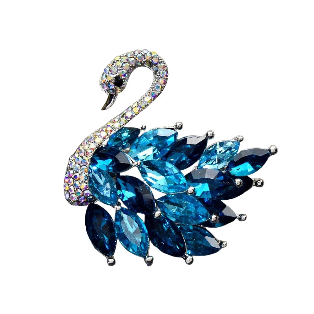 Majestic Crystal Swan Brooch