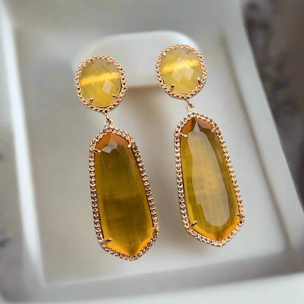 Golden Gaze Vintage Cat Eye Earrings