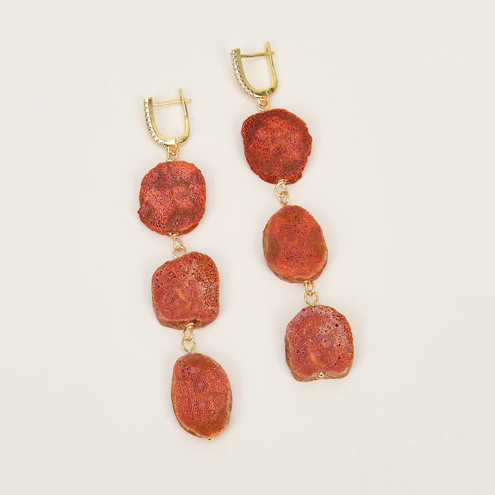 Coral Charm Bohemian Drop Earrings